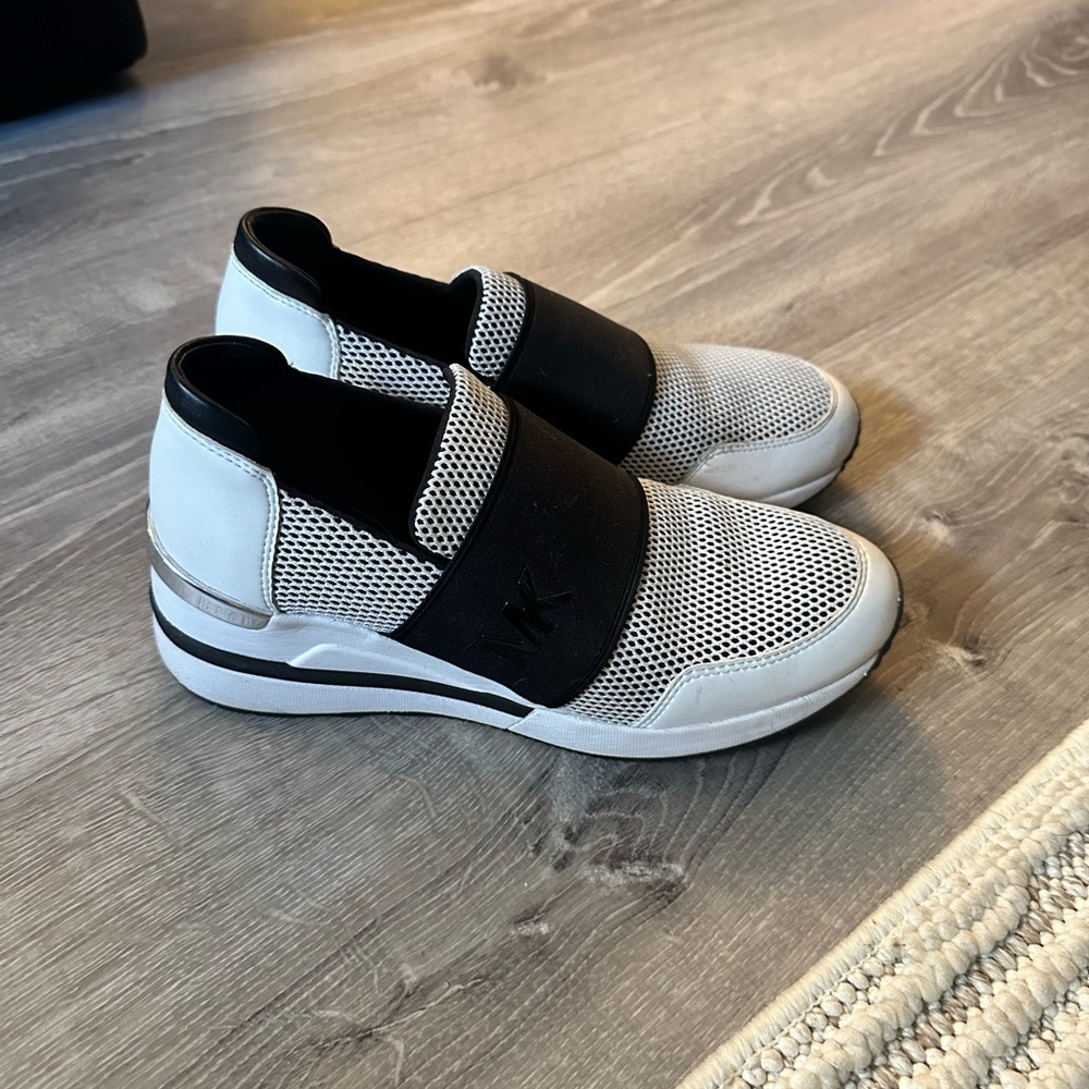 Michael Kors White and Black Mesh Sneakers